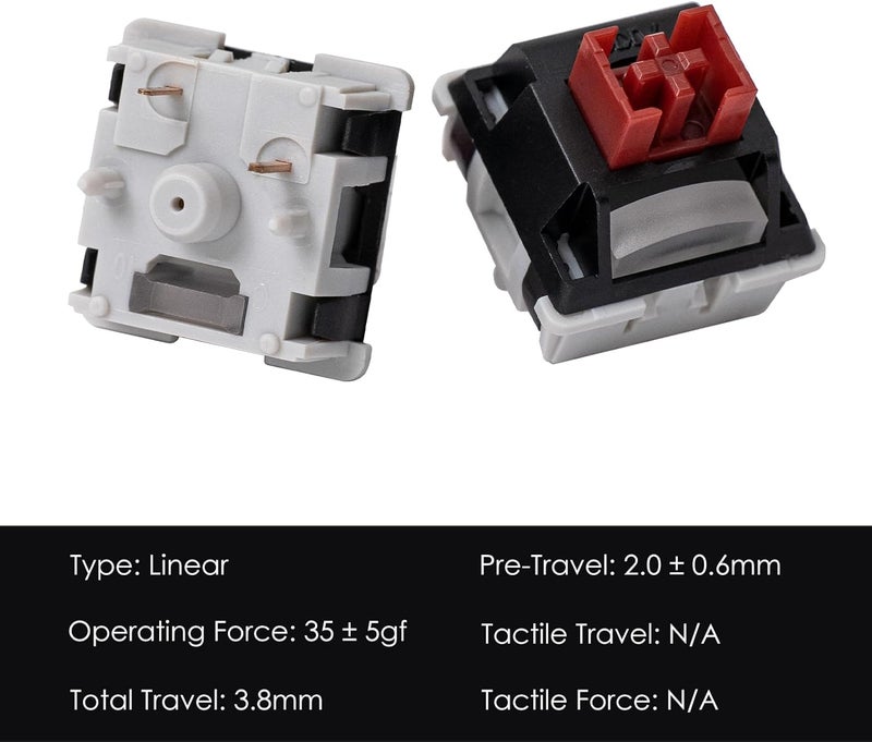 AKKO Dracula Linear Keyboard Switch with Diffuser for Backlit Mechanical Gaming Keyboard, 5-Pin 35gf Pre-Lubed Switches with Standard MX Structure (45pcs) - Image 2